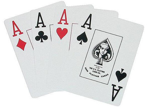 4 туза и все основные масти карт в покере - во всей красе