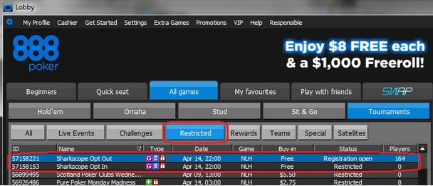 Как открыть статистику Sharkscope на 888 Poker?